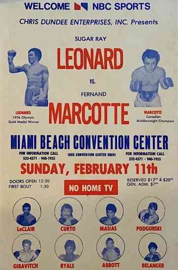 Sugar Ray Leonard vs. Fernand Marcotte Poster