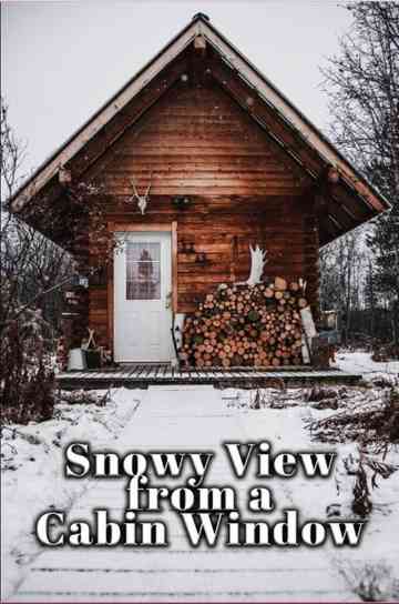Snowy View from a Cabin Window Poster