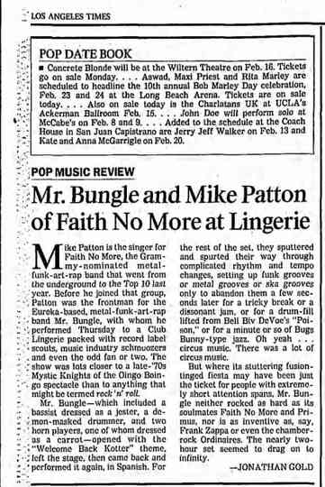 Mr. Bungle - Live at Club Lingerie Poster