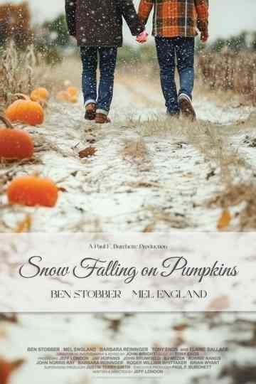 Snow Falling on Pumpkins Poster