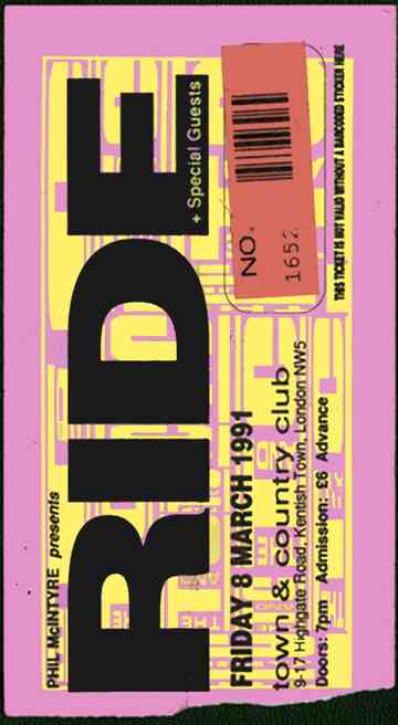 Ride ‎– Town And Country Club 07.03.91 Poster