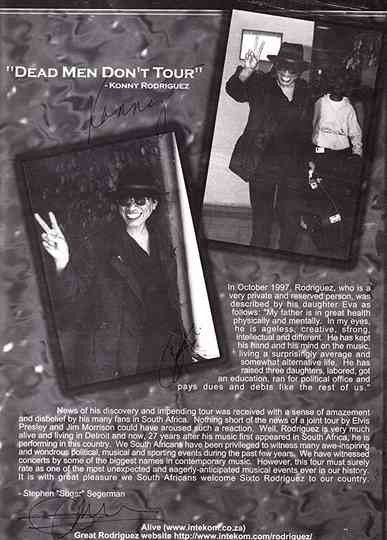 Dead Men Dont Tour Rodríguez in South Africa Poster