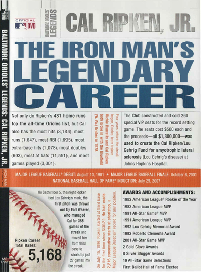 Baltimore Orioles Legends - Cal Ripken Jr. The Iron Man's Legendary Career Poster