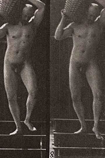 Man walking downstairs carrying a basket Poster